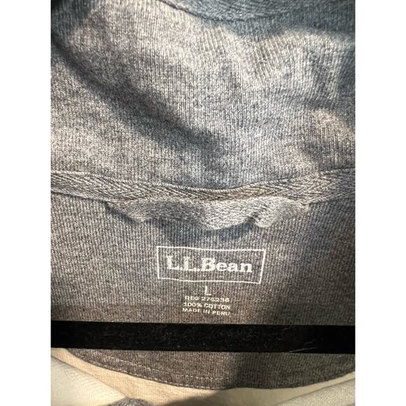 LL BEAN Sweater MENS Large Top Striped 1/4 Zip Pullover GRAY  White - Picture 4 of 6